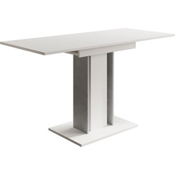 Meubella Eetkamertafel Wendel - Wit - Betonlook - 140 cm - Uitschuifbaar