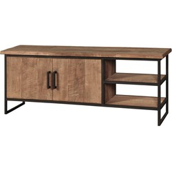 DTP Home TV stand Beam No.2 small, 2 doors, 2 open racks,55x140x40 cm, recycled teakwood