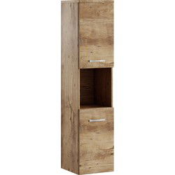 Badplaats Badkamerkast Montreal 30 x 30 x 131 cm - Kastanje eiken - Hangende Kolomkast met 2 Deuren