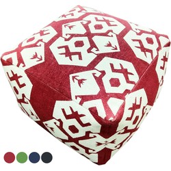 SVJ Poef Vierkant - 55 x 55 x 37 cm - Katoen - Rood