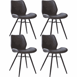 Set van 4 Eetkamerstoelen Beau Industrieel Antraciet Kunstleer - Zonder Armleuningen