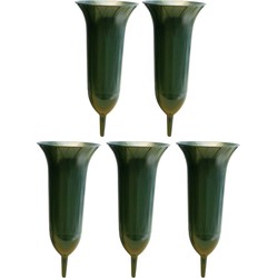 5x Kerkhof groene grafvazen 26 cm - Vazen