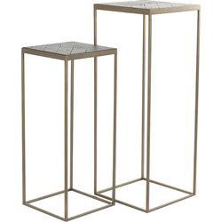 Light&living Zuil S/2 33x33x80+38x38x100 cm CHISA mng hout zwrt-ant brons
