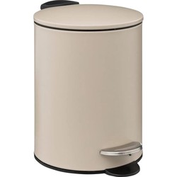 5Five kleine pedaalemmer - metaal - beige - 3L - 16 x 25 cm - Badkamer/toilet - Pedaalemmers