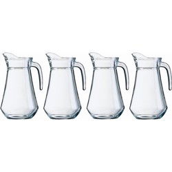 Luminarc Schenkkan - 4x - 1 liter - transparant - 20 cm - glas - waterkan - Schenkkannen