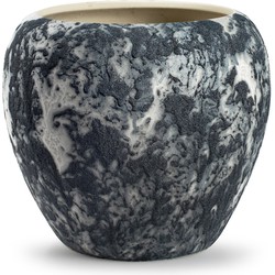 Jodeco Plantenpot/bloempot Marble - wit/zwart - keramiek - D24xH22 cm - Plantenpotten
