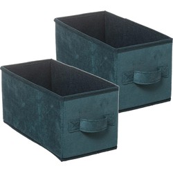 Set van 4x stuks opbergmand/kastmand 7 liter petrol groen polyester 31 x 15 x 15 cm - Opbergmanden