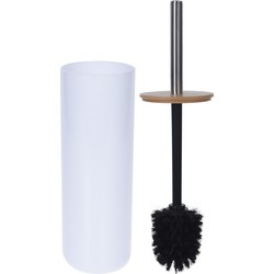 Plastic toiletborstelhouder met bamboe 26 cm - Toiletborstels