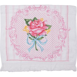 Clayre & Eef Gastendoekje  40x66 cm Roze Blauw Katoen Rechthoek Roos Toilet handdoek