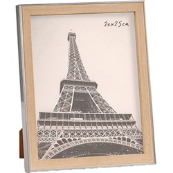 Kunststof fotolijst zilver met hout geschikt voor een foto van 20 x 25 cm - Fotolijsten