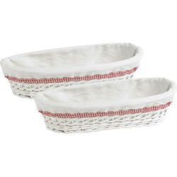 Cosy & Trendy Broodmandje - 2x - wit - L42 x B18 x H9 cm - riet/stof - broodmand