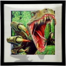 Decopatent® 3D Dinosaurus Schilderij - Wanddecoratie - Dino - Woonkamer - Kinderkamer - 3D Schilderij - 42 x 42 x 2 Cm.