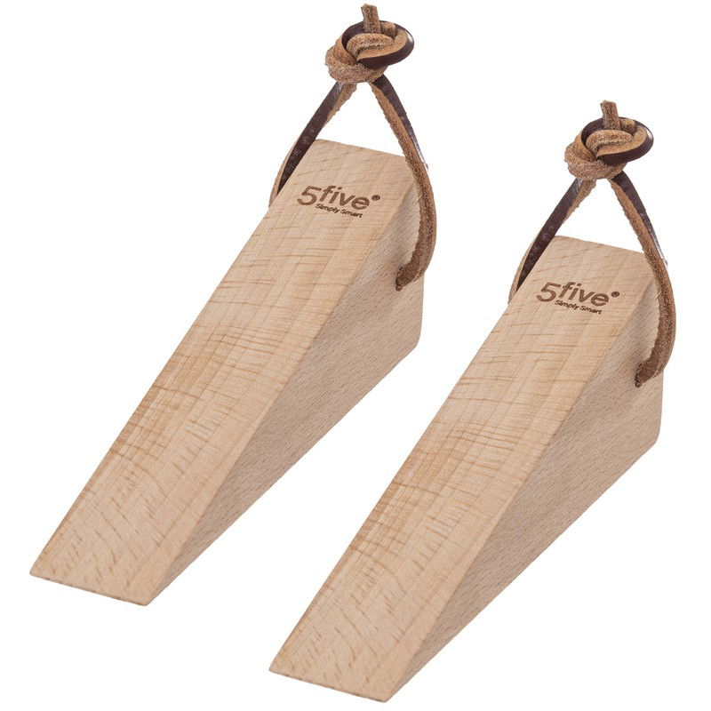 5five Deurwig - 2x stuks - deurstoppers - hout - 12 cm - deurstoppers - Deurstoppers - 