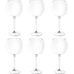Rode wijn/gin tonic glas - Set van 12x stuks - 650 ml - transparant - kunststof - Wijnglazen