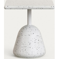 Kave Home - Saura salontafel met wit terrazzo blad en wit terrazzo voet 44x44x48cm