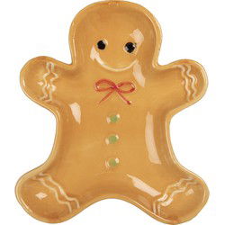 Clayre & Eef Decoratie schaal Gingerbread man Bruin Keramiek