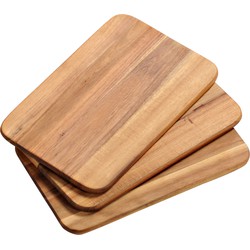 Kesper Ontbijtplankjes set 3x stuks - acaciahout - 22 x 14 cm - bruin - Snijplanken