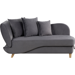 MERI II - Chaise longue opberg - Donkergrijs - Linkerzijde - Fluweel