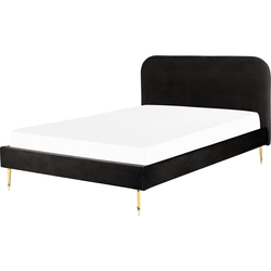 FLAYAT  - Tweepersoonsbed - Zwart - 160 x 200 cm - Fluweel