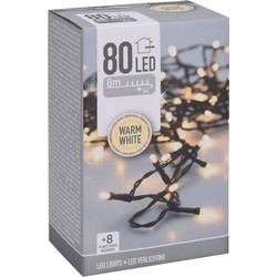 Kerstverlichting - lichtsnoer - 80 led lampjes - warm wit - 8 meter - Kerstverlichting kerstboom