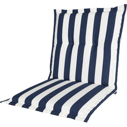 Kopu® Mila Navy - Comfortabel Tuinkussen met Lage Rug - Blauw/Wit