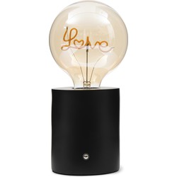 Riviera Maison Tafellamp, Decoratie lamp, draadloos, nachtlampje - RM Léa Love Bulb, Lampenvoet LED - zwart
