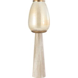 PTMD Windlicht Berdand - 22x22x79 cm - Glas - Beige