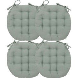 Atmosphera Stoelkussen rond - 4x - mintgroen - katoen - 38 x 6.5 cm - wicker zitkussen - tuinstoelkussens