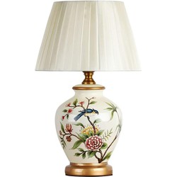 Fine Asianliving Chinese Tafellamp Porselein Wit Bloemen Handgemaakt -