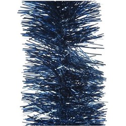 Kerst lametta guirlandes donkerblauw 10 cm breed x 270 cm kerstboom versiering/decoratie - Kerstslingers