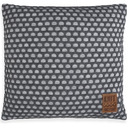Knit Factory Mila Sierkussen - Licht Grijs/Antraciet - 50x50 cm - Inclusief kussenvulling