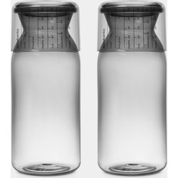 Storage Jar with Measuring Cup, 1.3 litre, Set of 2 - Dark Grey