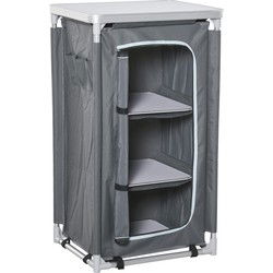 Outsunny Opvouwbare Campingkast met Werkblad en 3 Planken 50x60x104 cm - Grijs
