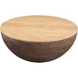 Salontafel Travertin - Donkerbruin Mangohout - 90x90x38cm - Aiden