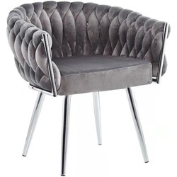 Eva Chair Velvet Grey Chrome Frame
