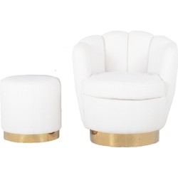 Teddy Fauteuil Wit - Met Gouden Onderstel - Fauteuil Quinty - Giga Meubel