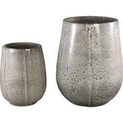 PTMD Bloempot Donia - 56x56x70 cm - Keramiek - Wit - Set van 2