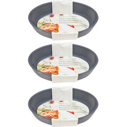 3x Grijze ovenschalen/braadsledes van glas 2,4 liter ovaal 30 x 21 cm - Ovenschalen