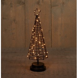 Batterijverlichting boom 3D zwart / koperdraad 45 LED classic 36 cm met timer - Anna's Collection