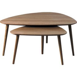 Salontafel Adda Driehoekig Smoked Eiken Set van 2 - Giga Living