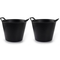 2x Zwarte flexibele opbergmanden/emmers 25 liter - Wasmanden