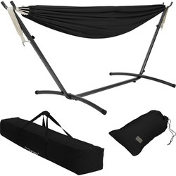 XXL hangmat met stalen frame tot 250 kg zwart incl. draagtas ML-Design
