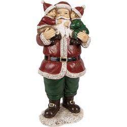 Clayre & Eef Beeld Kerstman 10x8x21 cm Rood Polyresin Kerstdecoratie