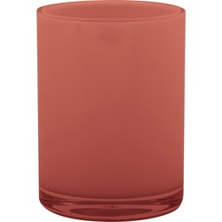 MSV Badkamer drinkbeker Aveiro - PS kunststof - terracotta - 7 x 9 cm - Tandenborstelhouders