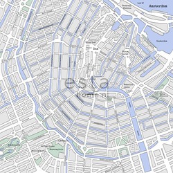 ESTAhome fotobehang kaart van Amsterdam grijs en blauw - 279 x 279 cm - 157712