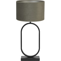 Tafellamp Jovany/Vandy - Zwart/Olive - Ø30x74cm