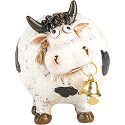 Clayre & Eef Decoratie Beeld Koe 9x7x9 cm Wit Zwart Kunststof
