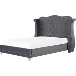 AYETTE  - Tweepersoonsbed - Grijs - 180 x 200 cm - Fluweel