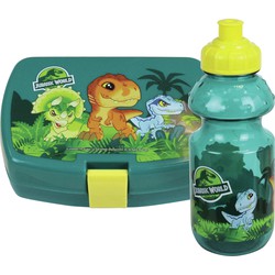 1x Kinder lunch set Jurrasic Park Dinosaurus van kunststof - Schoolbekers