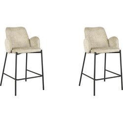 LABEL51 Barkruk Joni - Beige - Fluweel - Zithoogte 65 cm - set van 2